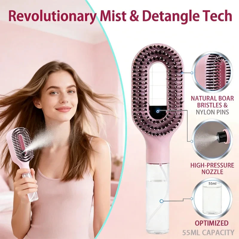 Detangling Spray Comb and Satin Bonnet Set