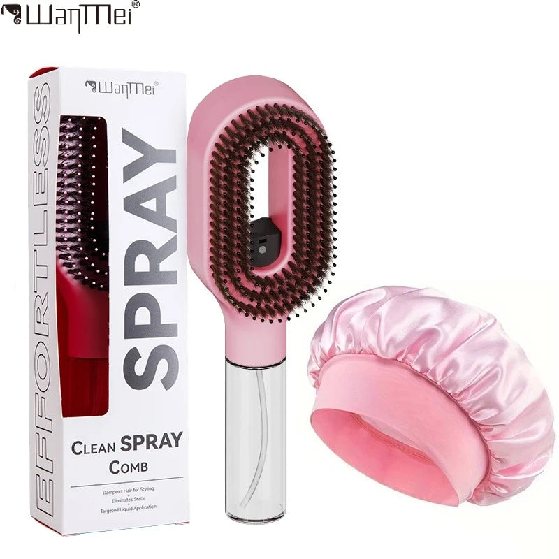 Detangling Spray Comb and Satin Bonnet Set