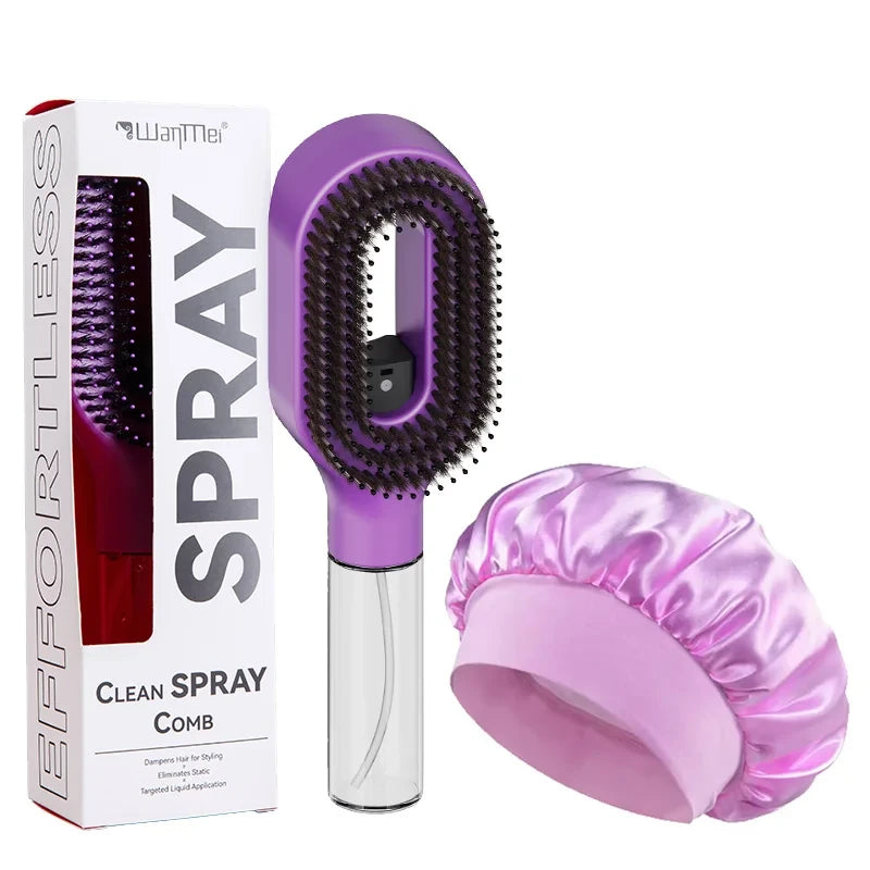 Detangling Spray Comb and Satin Bonnet Set