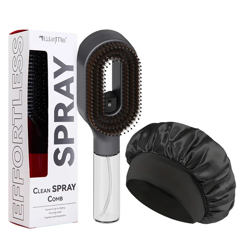 Detangling Spray Comb and Satin Bonnet Set