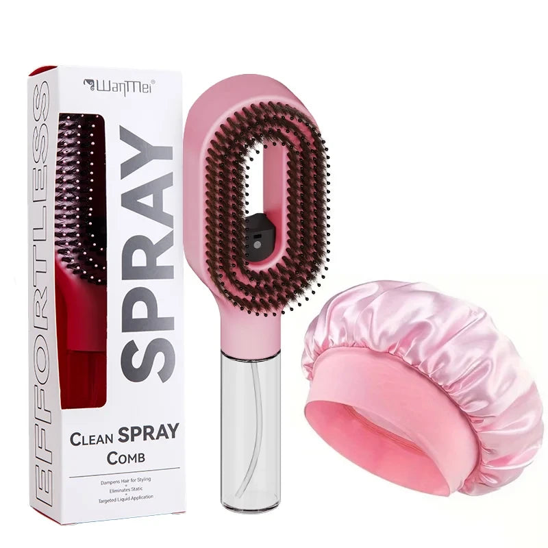 Detangling Spray Comb and Satin Bonnet Set